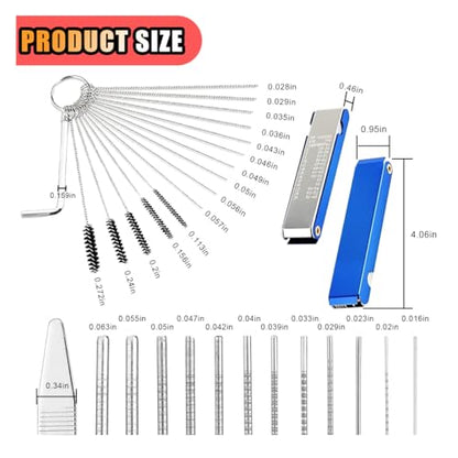 Carburetor Torch Tips Jet Remove Cleaner Made of Stainless Steel, Airbrush Cleaning Kit, 13 Cleaning Set+5 Nylon Brushes+10 Cleaning Needles+1 Throttle Wrench for Motorcycle Welder Carb Cleaner - size: 1 Set with Cleaning Needles