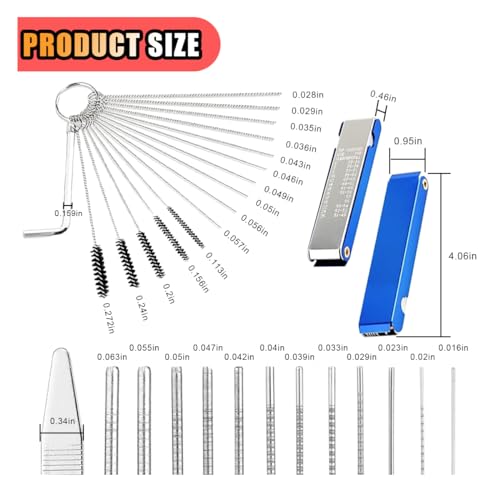 JOYCOURT 2Set Carburetor Torch Tips Cleaner Cleaning Kit, 26 Cleaning Set+20 Cleaning Needles+10 Nylon Brushes + 2 Throttle Wrenchs for Motorcycles Welder Spray Nozzles Weed Wacker Carb Cleaner - size: 2 Set with Cleaning Needles