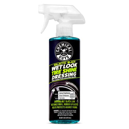 Chemical Guys, Galactic Black Wet Look Tire Shine Spray, High Gloss, 16 oz | Sprays on evenly and dries to the touch without sling, leaving a durable finish that holds up through rain and washes - size: 16 Fl Oz