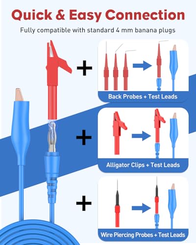 Vibit 30 Pcs Back Probe Kit Automotive Banana Plug Alligator Test Leads | Power Probe Accessories Alternative, Backprobe Test Lead Kit, Fluke Compatible, Multimeter Back Probe Kit, Automotive Diagnos - color: 30 Pcs Back Probe Kit