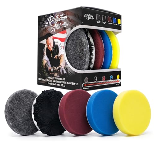 6 inch Polishing Pads for Buff and Shine, Complete Orbital Polisher for Car Detailing Kit,URO Line Dual Action Polisher Pads, Easy Car Buffers and Polishers Kit for Cutting Polishing Finishing, 5 Pack