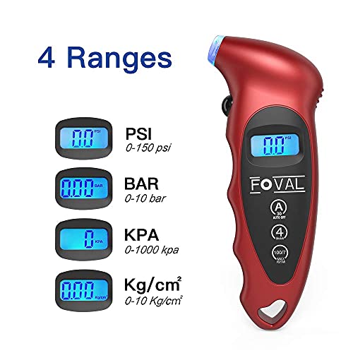 Foval Digital Tire Pressure Gauge 150 PSI for Car Truck Pickup Bicycle Instant Read with Backlit LCD and Non-Slip Grip for Father’s Day (2)