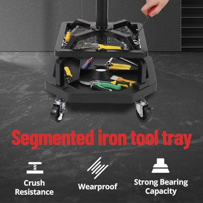 TrailBlaze Heavy Duty Rolling Mechanic Stool with Wheels - Adjustable Height - 360° Swivel Soft Padded Seat - Tool Tray - 4 All-Purpose Casters - 330 lbs Capacity - Round Frame Feet - size: without Cup Holder