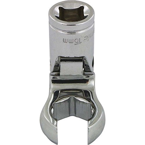 Dynamic Tools D008765 3/8" Drive Metric 15mm Flex Head with Crow Foot Flare Nut Socket, Chrome Finish - size: 15 mm
