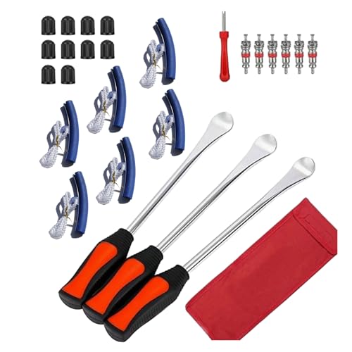 Tire Levers Spoon Set, Heavy Duty Motorcycle Bike Car Tire Irons Tool Kit, Changing Spoon Rim Protector Repair Tools Kit - color: Blue, size: H