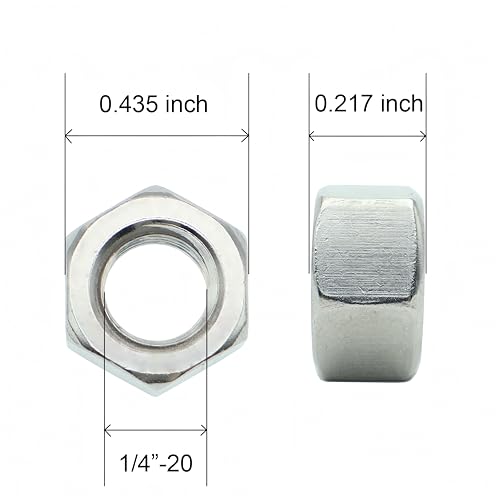 120 Pcs 1/4-20 Hex Nuts, 304 Stainless Steel | Standard Inch Coarse Thread, Hardware Nuts - size: 1/4"-20 (120Pcs)