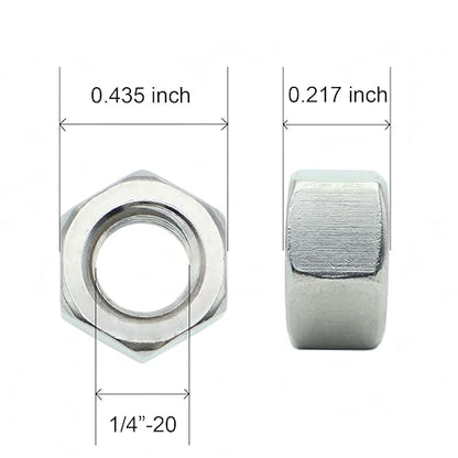 120 Pcs 1/4-20 Hex Nuts, 304 Stainless Steel | Standard Inch Coarse Thread, Hardware Nuts - size: 1/4"-20 (120Pcs)