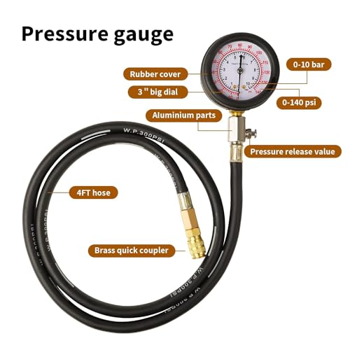 Oil Pressure Tester Tool, Oil Pressure Gauge kit, 0-140 PSI Pressure Test Diagnostic Tools, Engine Oil Pressure Tester Tool kit, for car Truck (Blue) - color: blue-2