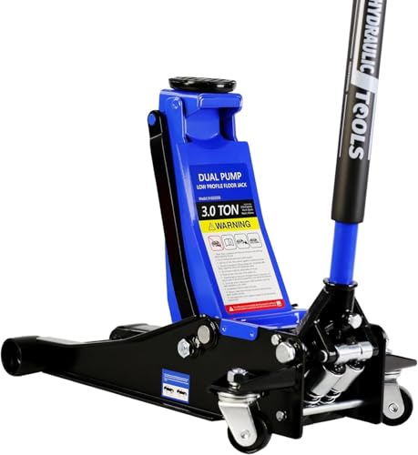 3 Ton Low Profile Floor Jack, Heavy Duty Floor Jacks with Dual Pistons Quick Lift Pump, Steel Car Jack Adjustable Height 3.3"-18.5", Hydraulic Trolley Floor Jack 3 Ton/6600 LBS Capacity, Blue - color: Blue - 3 Ton(Dual Pump), Lift 3.3"-18.5"