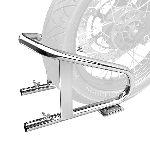 ROBLOCK Heavy Duty Motorcycle Stand Wheel Chock Fits 5.5'' Wide Tires, Portable Removable Motorcycle Wheel Chocks for Trailer Or Garage, 1 Pack, Silver