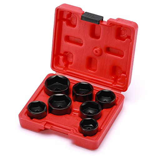 MIXPOWER 7 Pieces 3/8" Drive Low Profile Oil Filter Socket Set, 24mm, 25mm, 27mm, 28mm, 29mm, 32mm, 36mm, Oil Filter Cap Remover and Installer Tool Set - size: 7-Piece