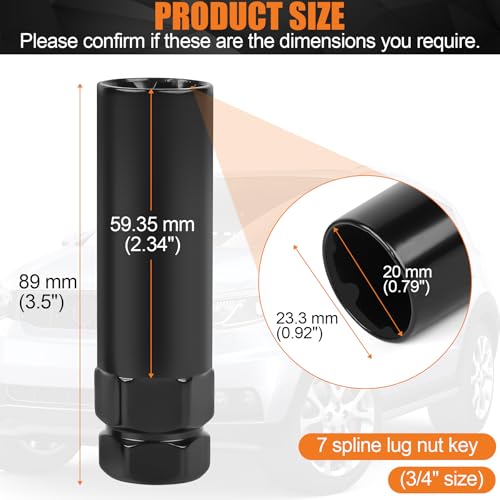 2-Piece 6 & 7 Spline Lug Nut Socket Set - Locking Lug Nut Removal Tool for Aftermarket Spline Drive | Easy Install/Removal of Wheel Locks, Universal for Car/Truck Wheel Maintenance - size: 2 Pieces