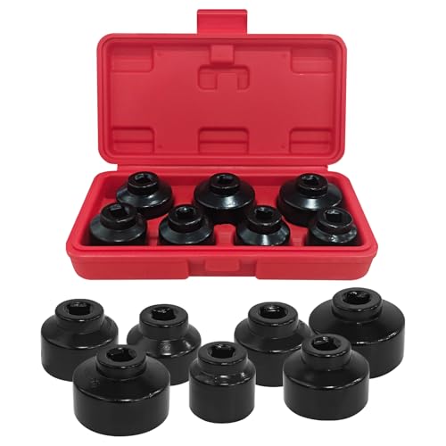 Oil Filter Socket Set Oil Filter Wrench Removal Tool Kit Includes 24mm 27mm 29mm 30mm 32mm 36mm 38mm, Fuel Filters Cap Remover Installer Socket Tool for Car Oils Change Accessories （7PCS）