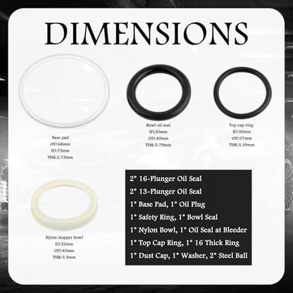 16PCS Hydraulic Jack Seal Kit,3 Ton Floor Jack Parts Kit Includes O Ring Seal/Oil Plug,Professional Floor Jacks Oil Sealing Kits for Hydraulic Systems Sealing Car Accessories