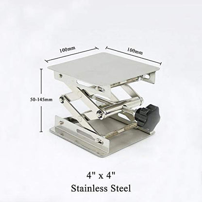 LabZhang 4" x4", Stainless Steel Lab Jack Scissor Stand Platform,Lab Lift Stand Table, Scientific Scissor Lifting Jack Platform,Expandable Lift Height Range 50mm-145mm,Maximum Support Weight 10kg - size: 4X4