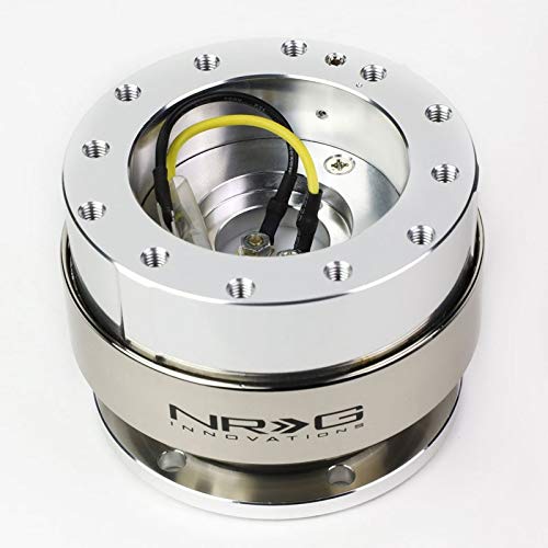 NRG (SRK-200) Silver Shinny Body Aluminum GEN 2.0 Racing Performance Steering Wheel Quick Release Adapter Fit 2-Way 6-Hole Pattern Design - color: Silver