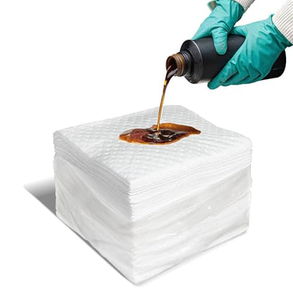 Smaafit Oil-Only Absorbent Pads 17.5" x 13.5" Heavyweight Oil Absorbing Mats, 50pcs White Oil Absorbent Mat Pads for Absorbing Protecting Home Garage Basement, 24oz/Pad