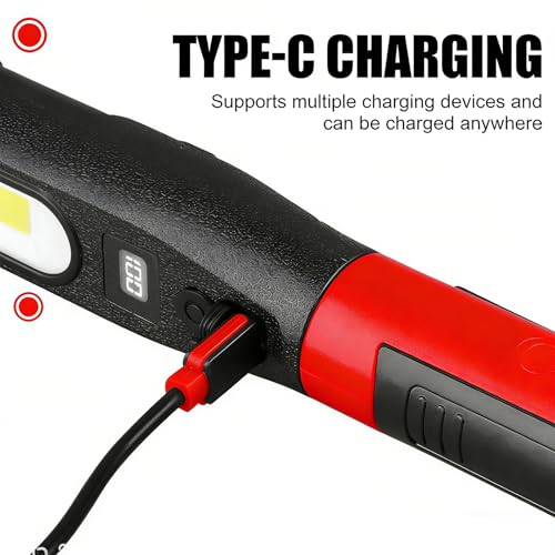 COB Under Hood Light, 1200LM Super Bright USB Rechargeable Magnetic Work Light Bar with 360° Flexible Neck for Car Repair, Garage, Automotive Mechanics