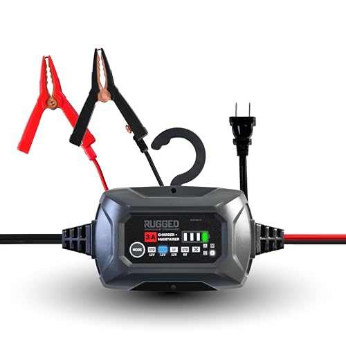 Schumacher Electric Rugged 3A Car Battery Charger and Maintainer, 3-in-1 Solution, for 6V/12V Power Sport, Automotive, and Marine Batteries, SC1681
