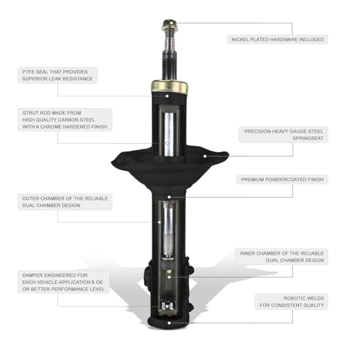 Auto Dynasty Pair of Front Coil Spring Shock Strut Mount Assembly and Rear Struts Shock Absorber Compatible with Toyota RAV4 1996-2005, Matte Black Powdercoat
