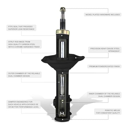 Auto Dynasty Pair of Front Coil Spring Shock Strut Mount Assembly and Rear Struts Shock Absorber Compatible with Honda Accord 2008-2012, Matte Black Powdercoat
