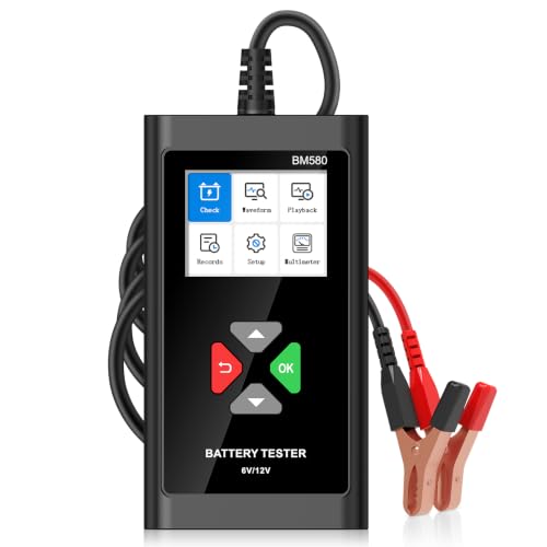 BM560 6V 12V Car Battery Tester, 100-2000 CCA Voltage Tester 2Ah-220Ah Digital Auto Battery Analyzer Internal Resistance Tester Automotive Alternator for Cars/Trucks/Motorcycles/Boats - color: Black+Gray