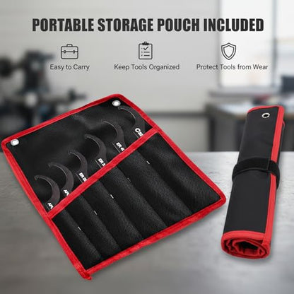 Poweka Coilover Spanner Wrench Set 6PCS Universal Shock Adjustment Tool | Steel Hook Wrench Set for Coil Over Suspension Adjustment and Motorcycle Shock Settings, Universal Spanner Tools
