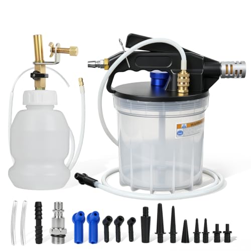 PARAROSE 3L Pneumatic Brake Bleeder Vacuum Pump Kit, One-Person Operation | 2L Fluid Extractor, 1L Refill Bottle, 17 Adapters, 60-Inch Hoses, Safety Relief Valve, for Cars, SUVs, Trucks
