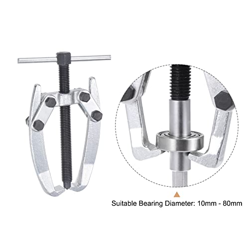 uxcell 3.15" 2-Jaw Gear Puller for Bearings, Pulleys Remove, High Carbon Steel Separate Lifting Device - size: 10mm - 80mm