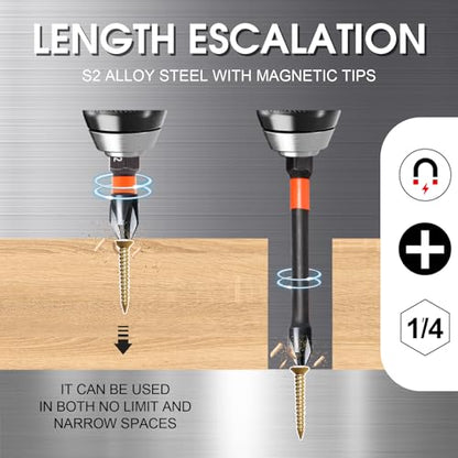 DYRECELVE 10-Piece Phillips Bits #2 Impact, 6-Inch Long Screwdriver Bits | Magnetic PH2 Phillips Head Drill Bits, S2 Steel, 1/4" Hex Shank for Impact Drivers and Tight-Reach Repairs - color: 6'' Ph2 10-pcs