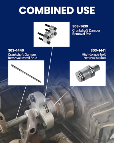 DPTOOL Crankshaft Pulley Removal Install Tool for Jaguar Land Rover 3.0 5.0 | for Jaguar Land Rover 3.0 V6, 5.0 V8 Crankshaft Damper Remover Puller 303-1437 303-1438 303-1439 303-1440 303-1441 ﻿