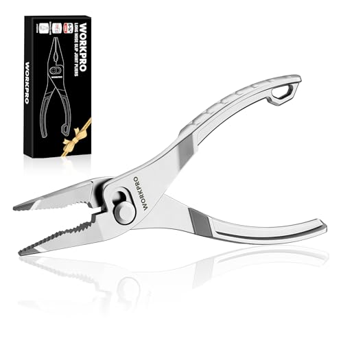 WORKPRO 4.5 Inch Long Nose Slip Joint Pliers, Small Pliers for Tight Space | Long Needle Nose, Alloy Steel, Two-Position Switch, Anti-Rust Coating, Strong Grip Jaws, Pocket Size, Every-Day Carry - color: Silver
