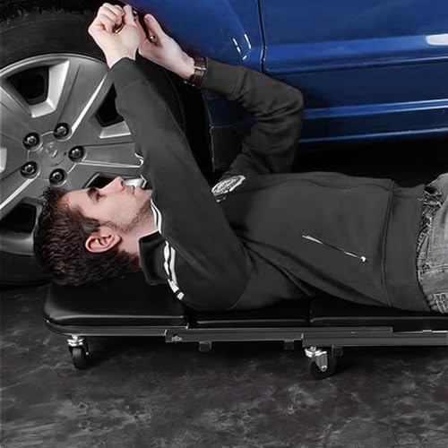 Magshion Garage Creeper Seats on Wheels, Length 40" 330 lbs Capacity 2 in 1 Folding Mechanic Creeper Garage Stool Lay Down or Sit (Black) - color: Black, size: 40"