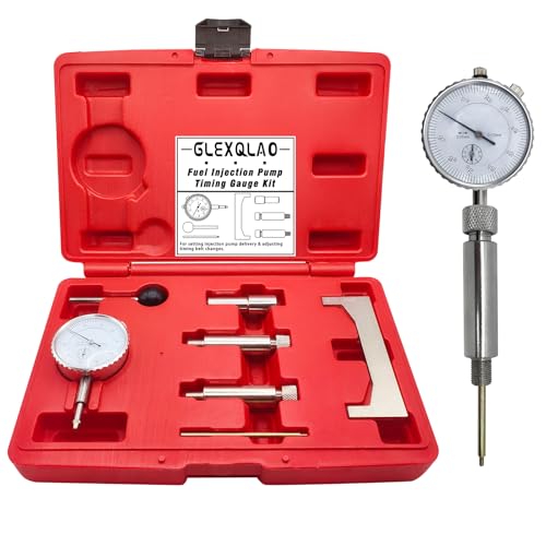 Fuel Injection Pump Timing Gauge Kit, 7 Pcs Static Adjustment Adapter Tool Set, 0-10mm Fuel Injection Pump Dial Indicator for Engines