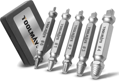 Screw Extractor Set with Drill Bits - 5 PCS HSS 4341 Stripped Screw Remover, Damaged Bolt Extractor Kit for Broken Rusted Screws (2-12mm), Professional Repair Gift for Men with Velvet Case