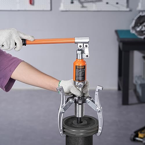 VEVOR Hydraulic Gear Puller, 15 Ton Max Capacity Wheel Bearing Pulling Separator, 2 or 3 Jaws Puller, Vertically and Horizontally, 12" Jaw Hydraulic Puller with Case for Pulling Hubs - style: 15 Ton