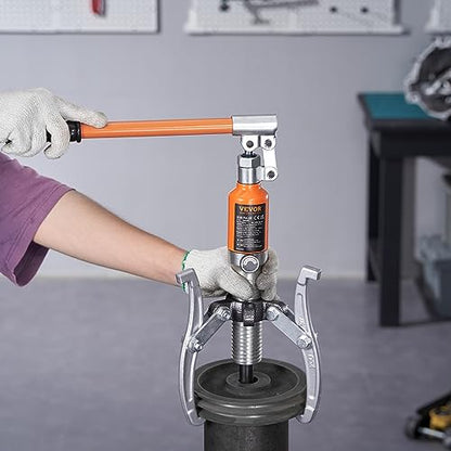 VEVOR Hydraulic Gear Puller, 15 Ton Max Capacity Wheel Bearing Pulling Separator, 2 or 3 Jaws Puller, Vertically and Horizontally, 12" Jaw Hydraulic Puller with Case for Pulling Hubs - style: 15 Ton