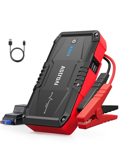 AstroAI S8 Car Battery Jump Starter, Car Jumper Starter Battery Pack for Up to 6.0L Gas & 3.0L Diesel Engines, 12V Portable Jump Box with 3 Modes Flashlight and Jumper Cable (Red) - color: Red - 1500A (S8)