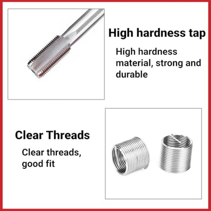 10PCS Thread Repair Kit M18x1.5 Stainless Steel Helicoil Insert Set for Automotive Machine Damaged Screw Holes