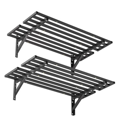 Ultrawall Heavy Duty Garage Wall Shelves, 2 x 4 ft Wall Mounted Storage Shelves, Holds Up to 800Lbs, 2Pack, Black - size: 48in