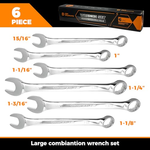 Der Erwachte Large Wrench Set with Rolling Pouch, SAE, 6-Piece, 15/16″, 1″, 1-1/16″, 1-1/8″, 1-3/16″, 1-1/4″, 12 Point, Chrome Vanadium Steel - size: 6 Piece Sae 23.81-31.75mm