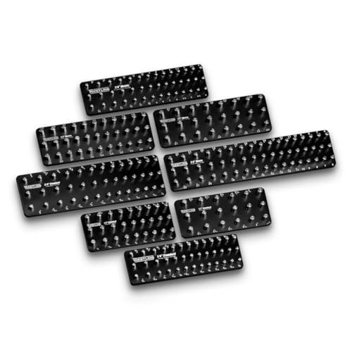 Westling USA Premium Aluminum Professional 8 Piece Socket Tray/Organizer Set, Holds 273 Standard and Metric Sockets (Black/Black, 3 Row) - color: Black/Black, size: 3 Row