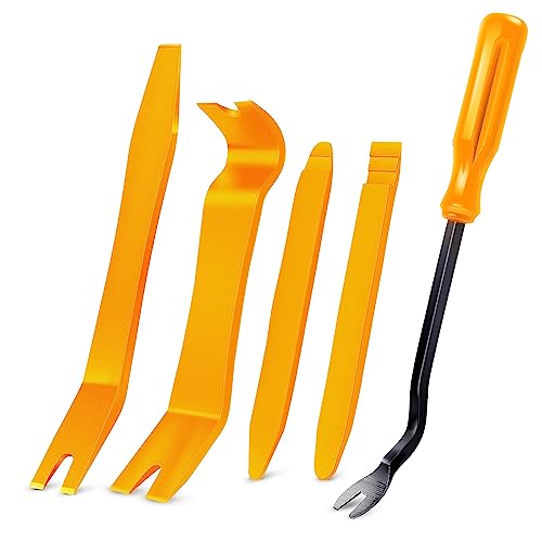 GOOACC 5 PCS Nylon Auto Trim Removal Tool Kit No-Scratch Removal Tool Kit for Car Clip Panel & Audio Dashboard Dismantle Yellow - color: Yellow, size: 5Pcs