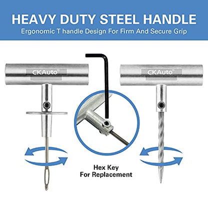 CKAuto Universal Tire Repair Kit, Professional Heavy Duty Emergency Tool | for Flat Tire Puncture Repair, 36-Piece Value Pack, Tire Plug Kit for Cars, SUVs, Motorcycles, Trucks, RVs, and More - size: 36 pcs