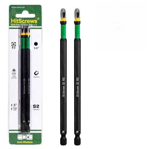 6" Long Phillips Head Bits #3, Ball-Notch Locking Anti-Wobble PH3 Impact Bits,360° Laser Etched CNC Tip & Taiwan S2 Steel Magnetic 3 Phillips Bit,Impact Zone for Roofers & Carpentry | 2 Pack - color: Phillips #3, size: 6 inch