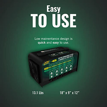 Battery Tender 5 Bank Multibank Charger - 20 AMP (4 AMPs Per Bank) - Selectable 12V / 6V - Smart and Switchable 12V Multi Battery Charger and Maintainer for Automotive and Marine - 021-0133-DL-WH