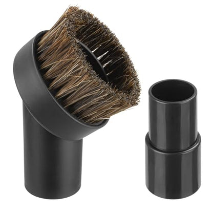 Vacuum Attachments & Brushes, Horsehair Round Brush with 1-1/4 to 1-3/8 Inch Vacuum Hose Adapter, Vacuum Brush Attachment for Shark and Shop Vac Attachments and Most Household Vacuum Cleaners - style: 2-Pcs