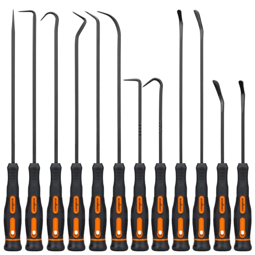 HORUSDY 12-Piece Precision Hook and Pick Set, Car Auto Oil Seal/O-Ring Seal Gasket Pick, Precision Hooks Puller Remover - size: 12-Piece