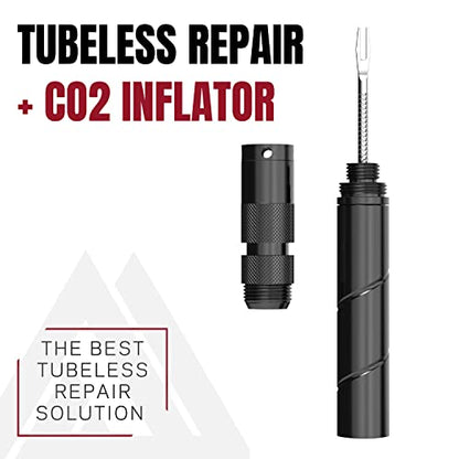 KOM Cycling Tubeless Tire Repair Kit for Bikes 8 Colors! Fixes Mountain Bike and Road Bicycle Tire Punctures - color: Red (PRO with CO2 Inflator)