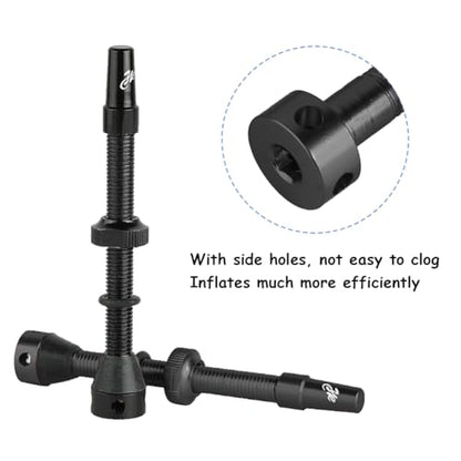 8Pcs Bicycle Presta Valve Stem 44mm / 1.74 Inch Vacuum Tire Nozzle Portable Alloy Kit for Mountain Road Bike Rim Tubeless Valve Repair Tool with Valve Core Remover Tool and Valve Stem Caps